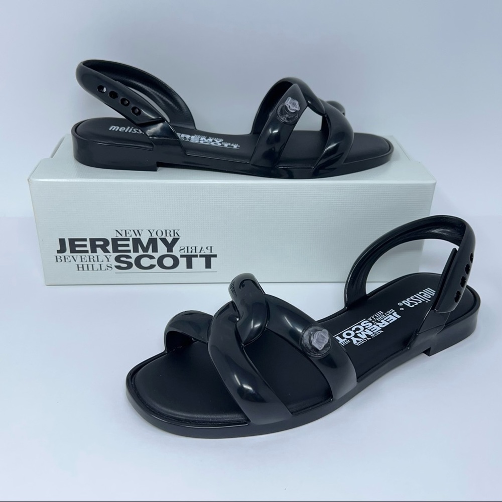Melissa + Jeremy Scott Womens Tube Slingback Sandals Black Rubber Flat 5-9 New